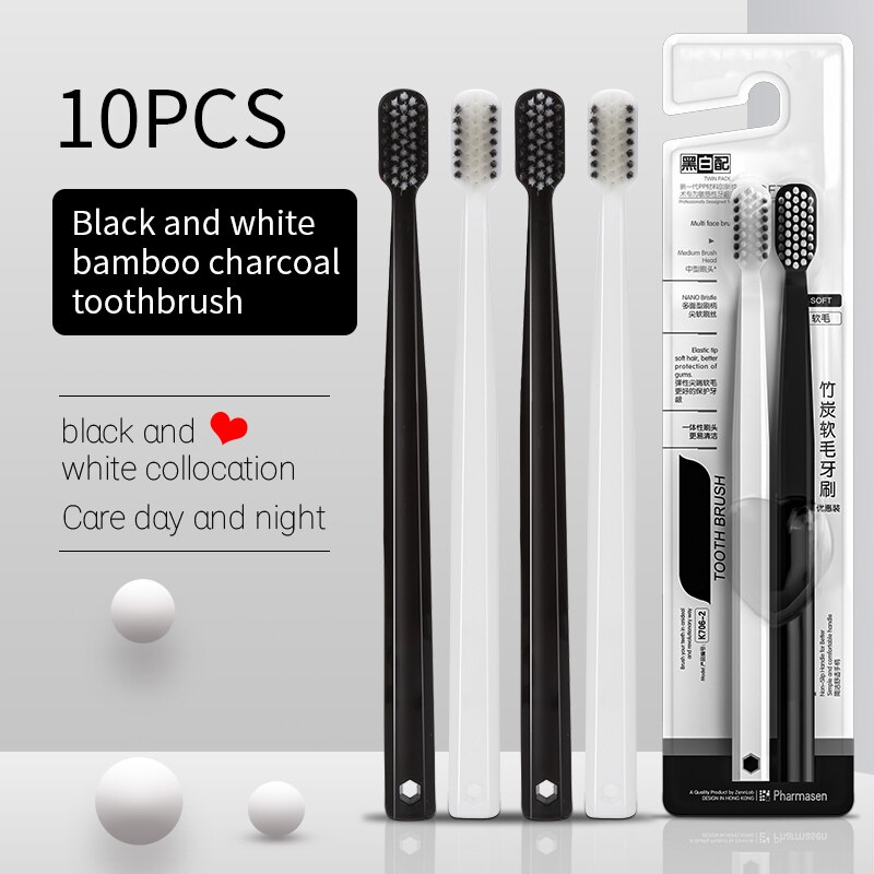 Bamboo Toothbrush - 10 adet bambu kömür fırça ipek
