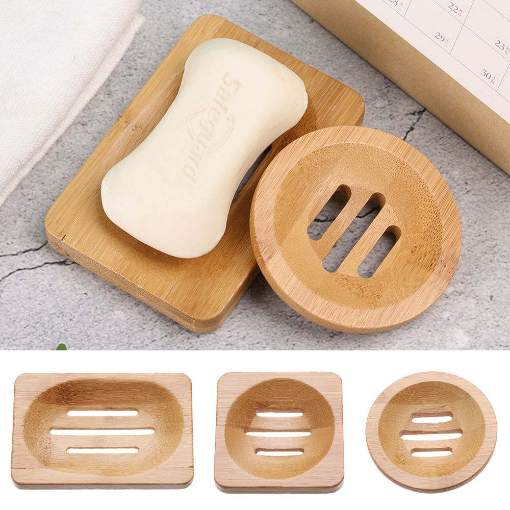 Bamboo Cutlery - Taşınabilir Ahşap Sabun Tepsisi Süzgeç Bulaşıkları
