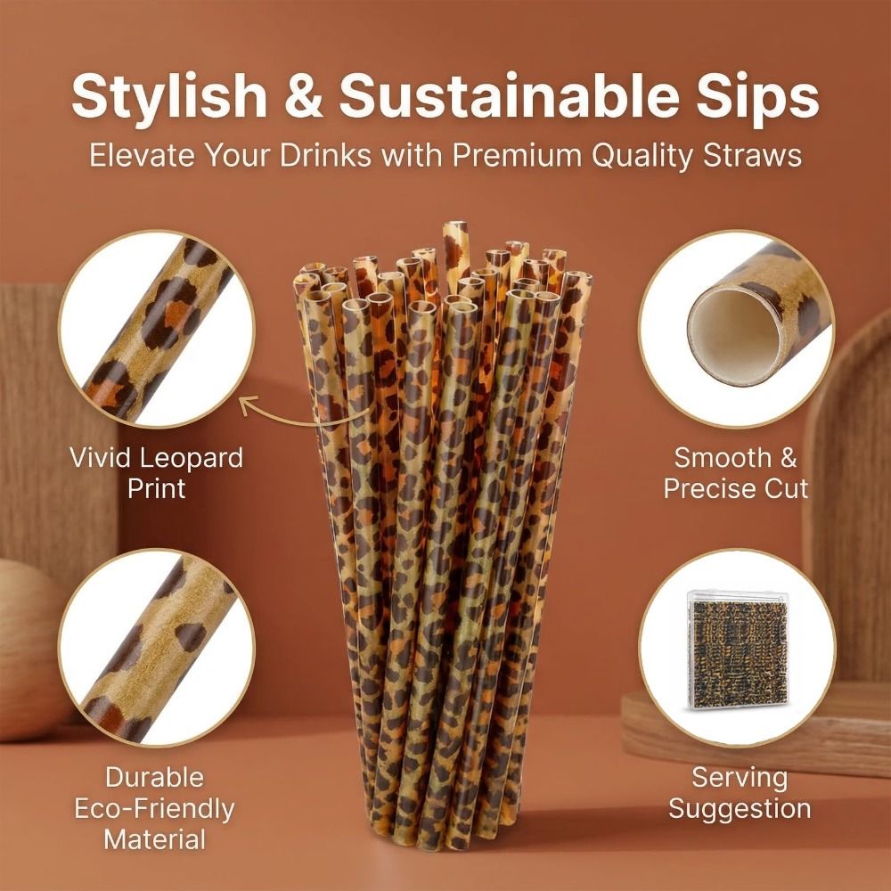 Trendy Leopar Desenli Pipetler - Reusable Straw incelemesi ve fiyatı